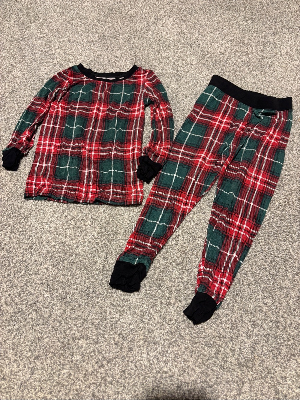 Little Sleepies Toddler Plaid Red & Green Pajama Set with Black Trim (18-24 mo)